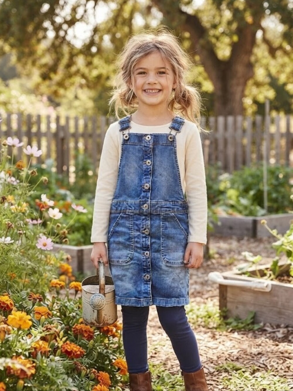 OshKosh B'gosh Blue Denim Button-Front Kids Overall Dress
